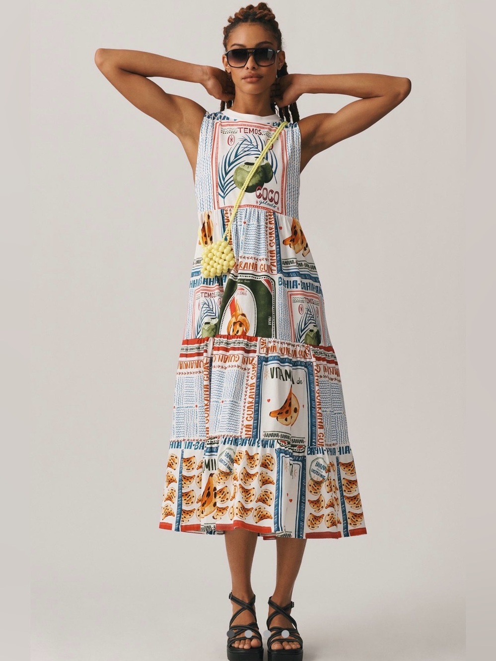 Farm Rio x Anthropologie Printed Collage Sleeveless Dress